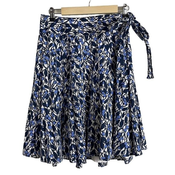 Tibi Cotton Blue Floral Side Zip Knot A-Line Skirt Size 4 - Picture 1 of 7